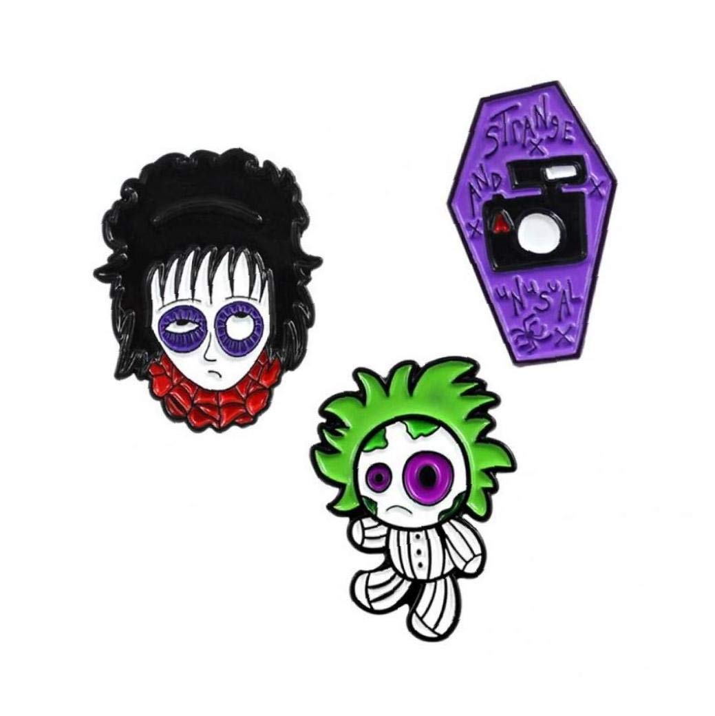 PiniceCore 3pcs Gothic Terror Horror Purple Coffin Brooch Pins Pin Cartoon Kids Denim Button Pin Badge Jewelry Decor