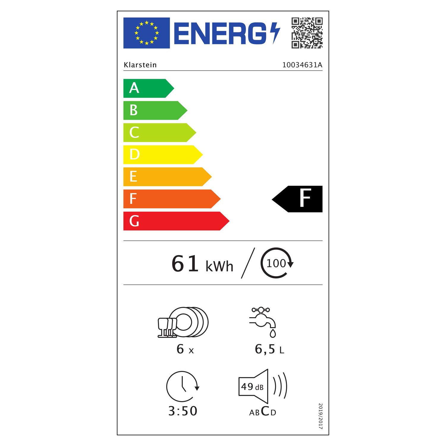 Klarstein Lagoona Mini lavavajillas de libre instalación, Potencia: 1380 W, 6 servicios estándar, Consumo de agua: 6,5 L, 7 programas más secado extra, 49 dB, panel táctil negro, blanco