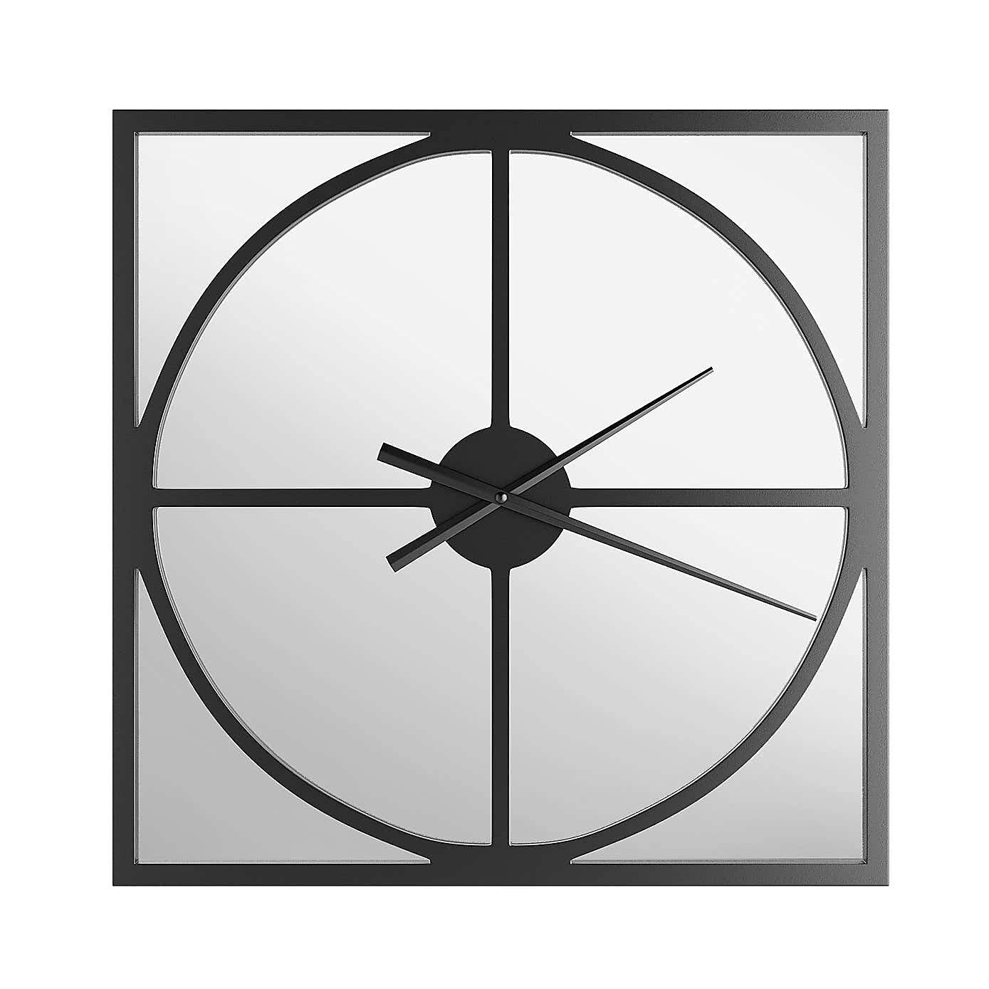 Biznest Apartment Square Mirror 50Cm Clock BlackHome DecorativeLiving RoomBedroom RoomEye-Catching Design from B&Q