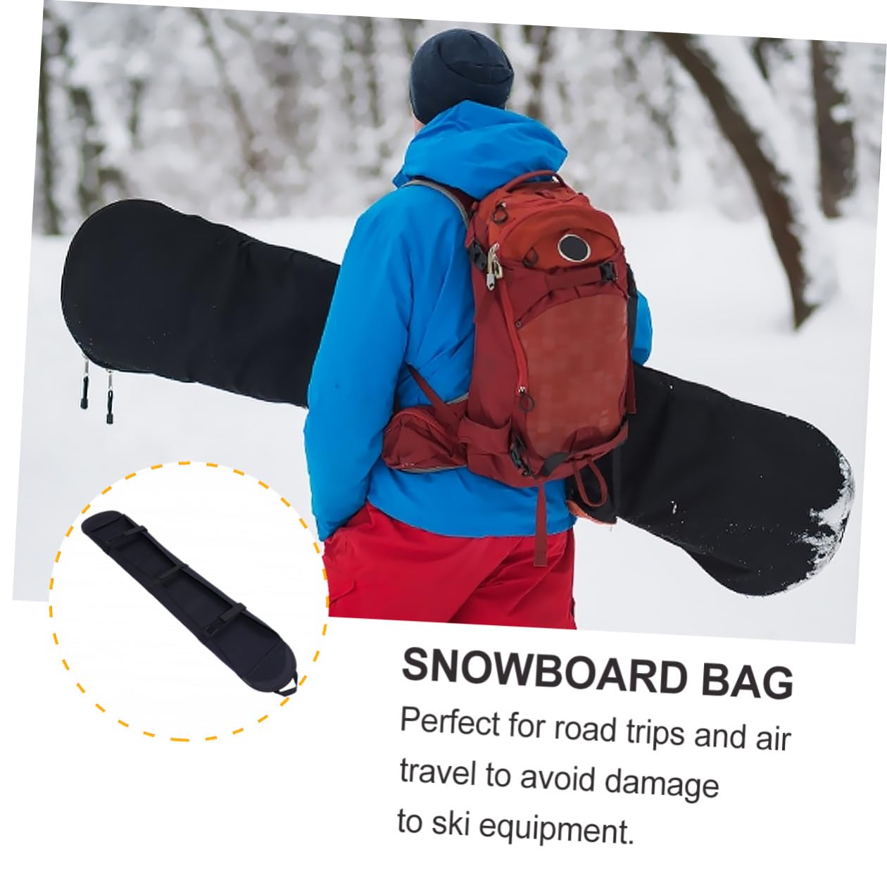 TOPBATHY Housse de Snowboard Noire Légère à Dos Protection Étanche pour Matériel de Ski Rangement Spacieux pour Snowboard et Accessoires Paquet de Voyage Solide pour Sports D’Hiver