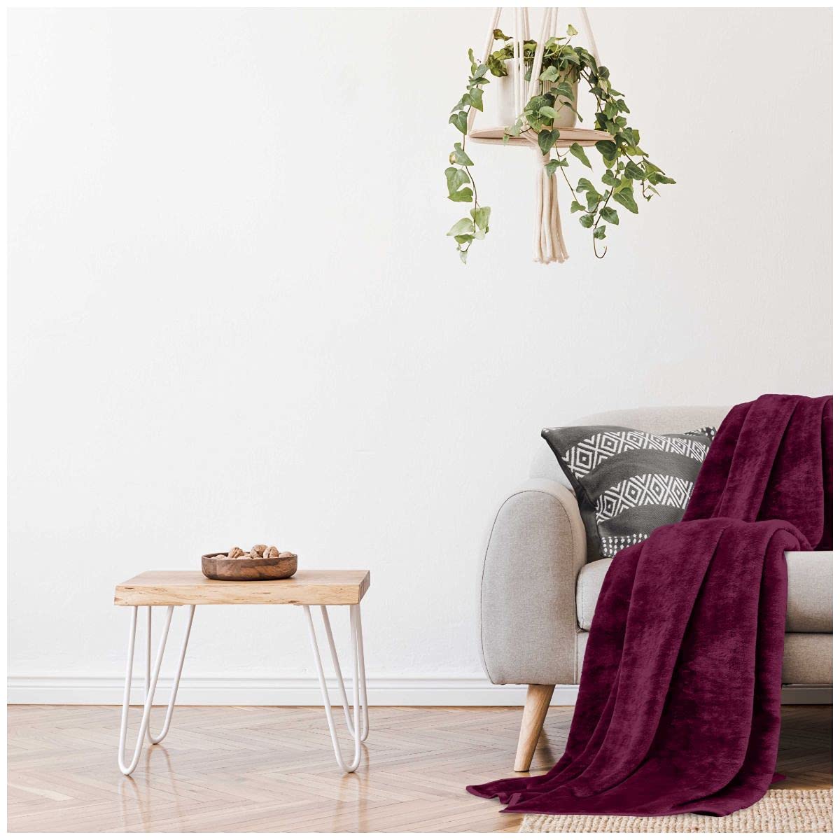 GC GAVENO CAVAILIA Plain Mink Fur Throws, Fluffy Fleece Blankets, Snuggle Throw Blanket For Bed, Burgundy, 150X200 Cm