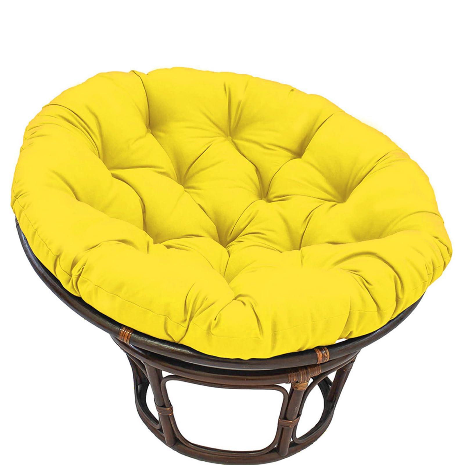 Papasan Chair Cushion Outdoor,Waterproof Hanging Chair Cushion Round Seat Cushion,Comfortable Chair Pad Removable Seat Cushion for Garden Chair, Rattan Chair,Swing Chair,Yellow,170cm