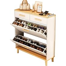 Shoe Cabinet for Entryway Slim Entryway Shoe Storage Cabinet Mueble para Zapatos Modern Thin Shoe Rack Organizer with 2 Flip Drawers Size 60 * 99 * 2424 * 39 * 9in