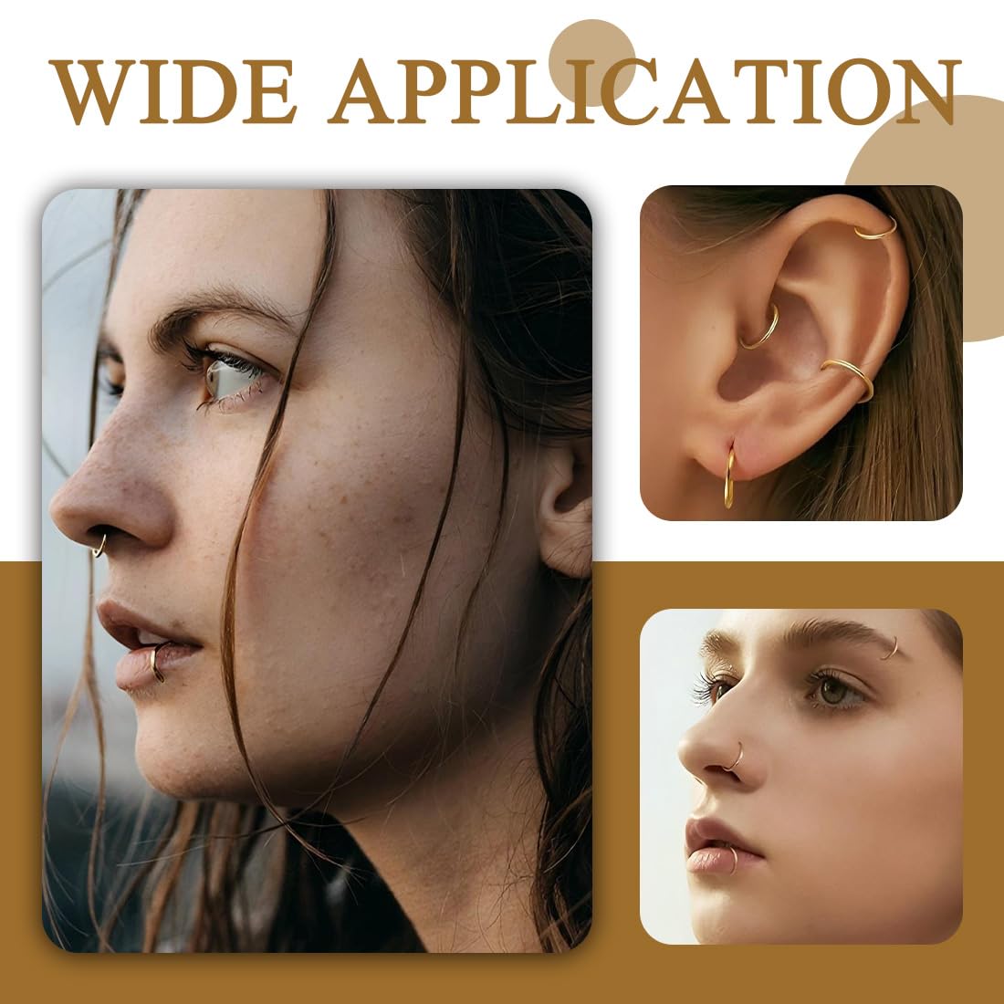 8 Pcs Acero Quirúrgico Piercings Nariz Septum Piercing 16G Segmento Anillo Cuerpo Piercing Nariz Aro Labio Anillos Cartílago Concha Helix Pendientes para Mujeres Hombres 6/8/10/12/14mm — view 6