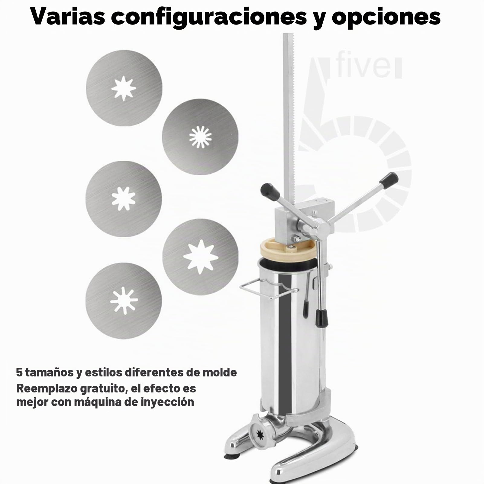 Máquina para hacer churros manual, comercial 2L 3L Máquina para hacer churreras españolas manuales con 5 tipos de moldes, Máquina para hacer churreras españolas verticales de acero inoxidable ,2L