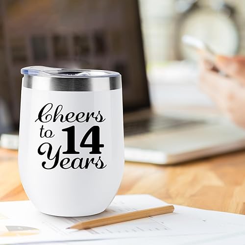 Miniatura 2 de joytumbler Regalos de boda de 14 aniversario para pareja, esposa, marido, paquete de 2 vasos de vino de 12 onzas