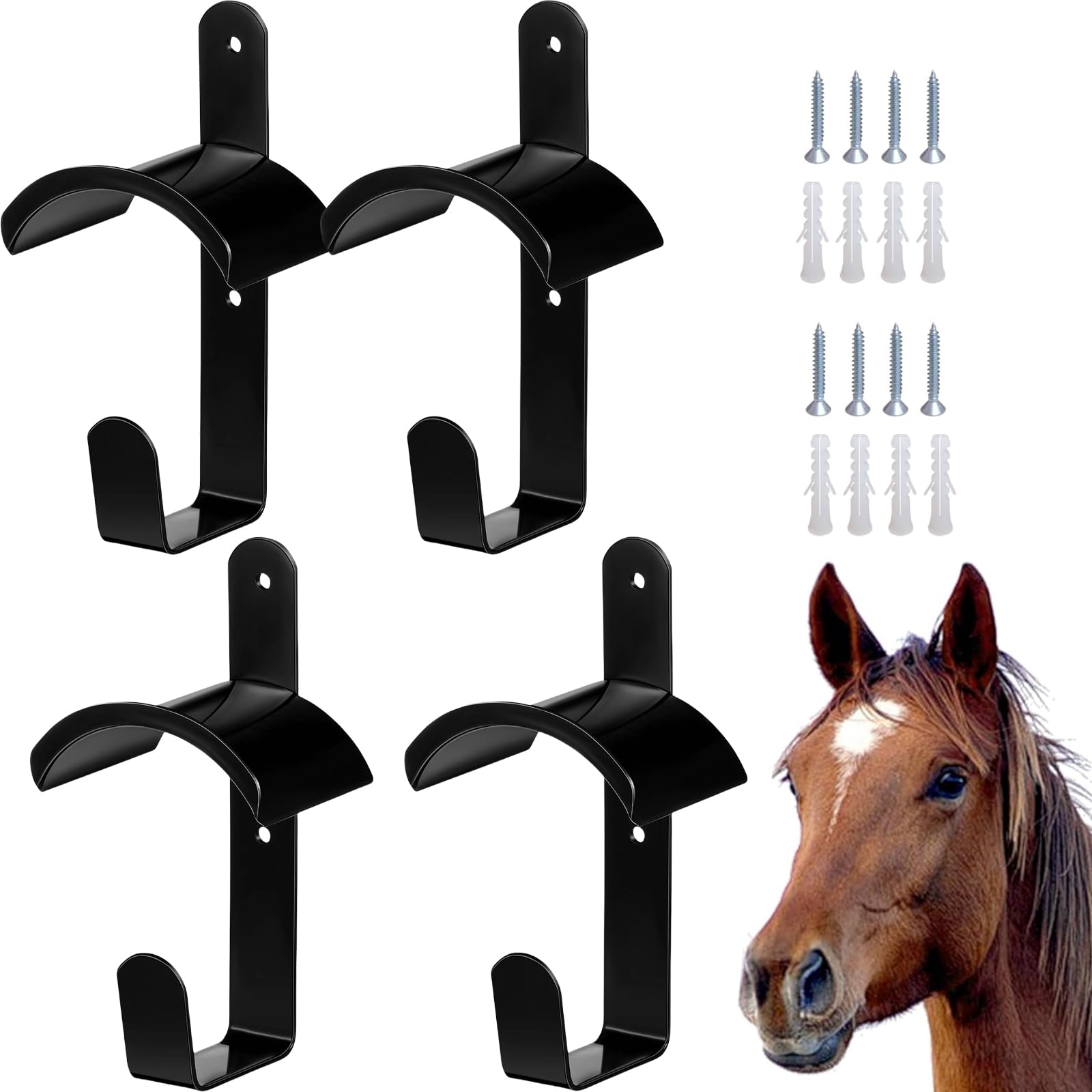 4 soportes para caballo, soporte para sillín de caballo, con revestimiento antioxidante, gancho para caballos, soporte de metal para caballos, establo, cámara de sillín