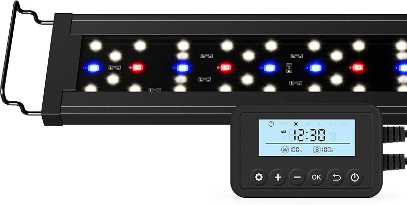 SkyLED Plus Aquarium Plant Light, Freshwater Fish Tank Light with Ramp Up and Dim Down, Spectrum Adjustable and Lighting Schedule Programmable with Controller, 12-18 Inches, 11 Watts