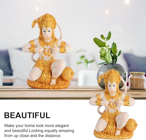 Miniatura 6 de DOITOOL Estatua de Hanuman de oro, escultura de señor, colección de figuras de la India, escultura de ídolo Murti Pooja para el hogar, templo,