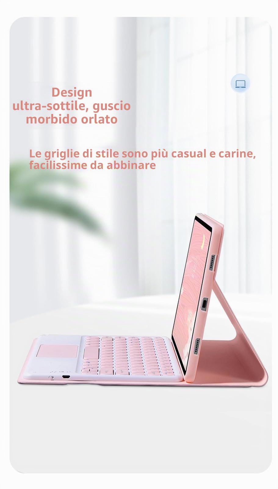 Custodia con tastiera per Xiaomi Pad 5 / Pad 5 Pro 11 pollici con mouse, tasti rotondi Tastiera touchpad wireless staccabile con trackpad per Xiaomi Pad 5 / Pad 5 Pro 11 pollici