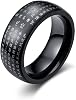 JAJAFOOK Men's Titanium Steel Chinese Heart Sutra Engraved Buddhist Ring Band, Black and Gold