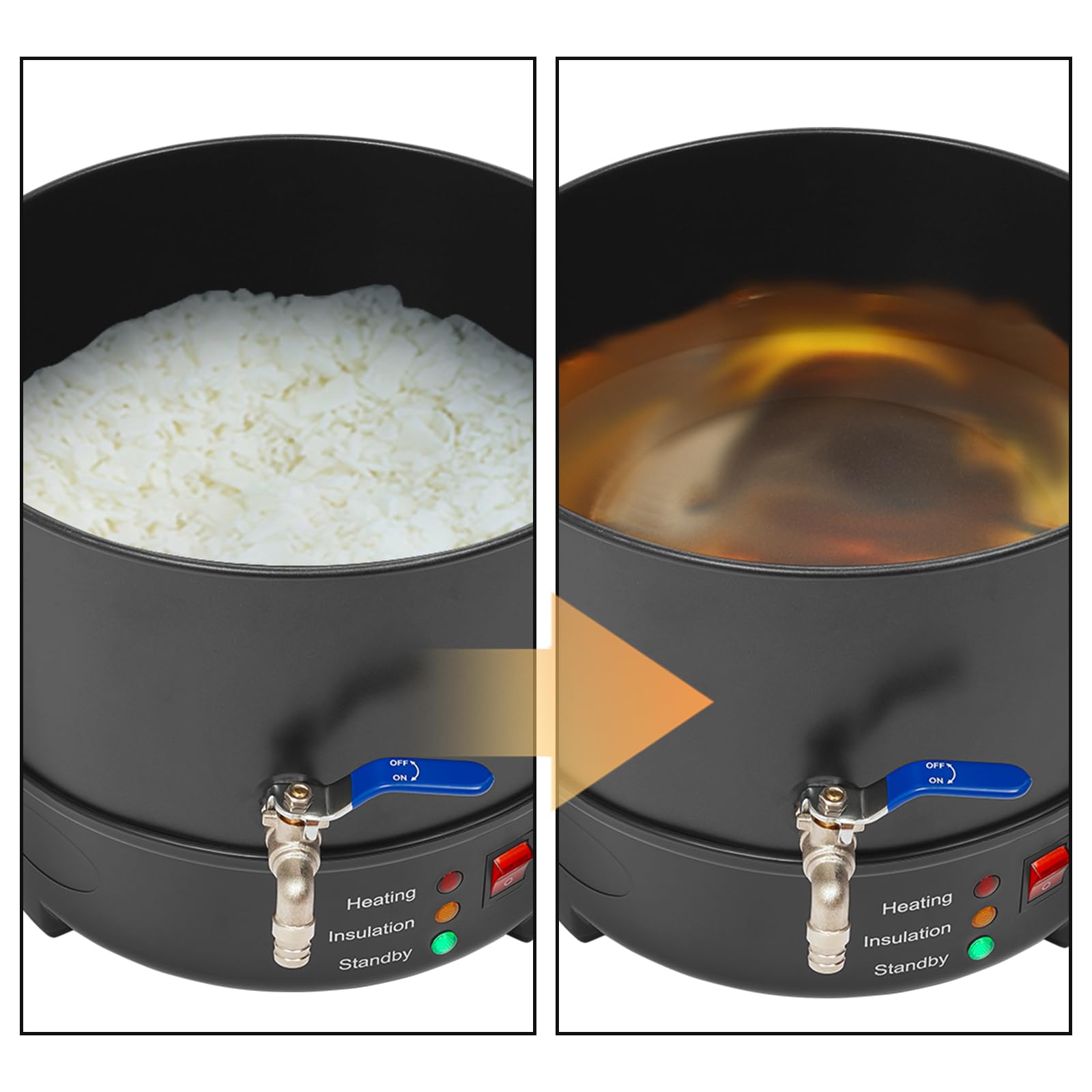Quenoxo Cera elettrica da 8 l, potenza 1000 W, temperatura regolabile da 50 °C a 100 °C, con rubinetto di scarico e coperchio in vetro, per candele fai da te, saponi e arte in cera