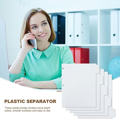 Miniatura 4 de Buqoo Juego de separadores de plástico de 3 anillas, separadores de 5 pestañas, separadores de hojas, separadores de páginas, separadores de índices