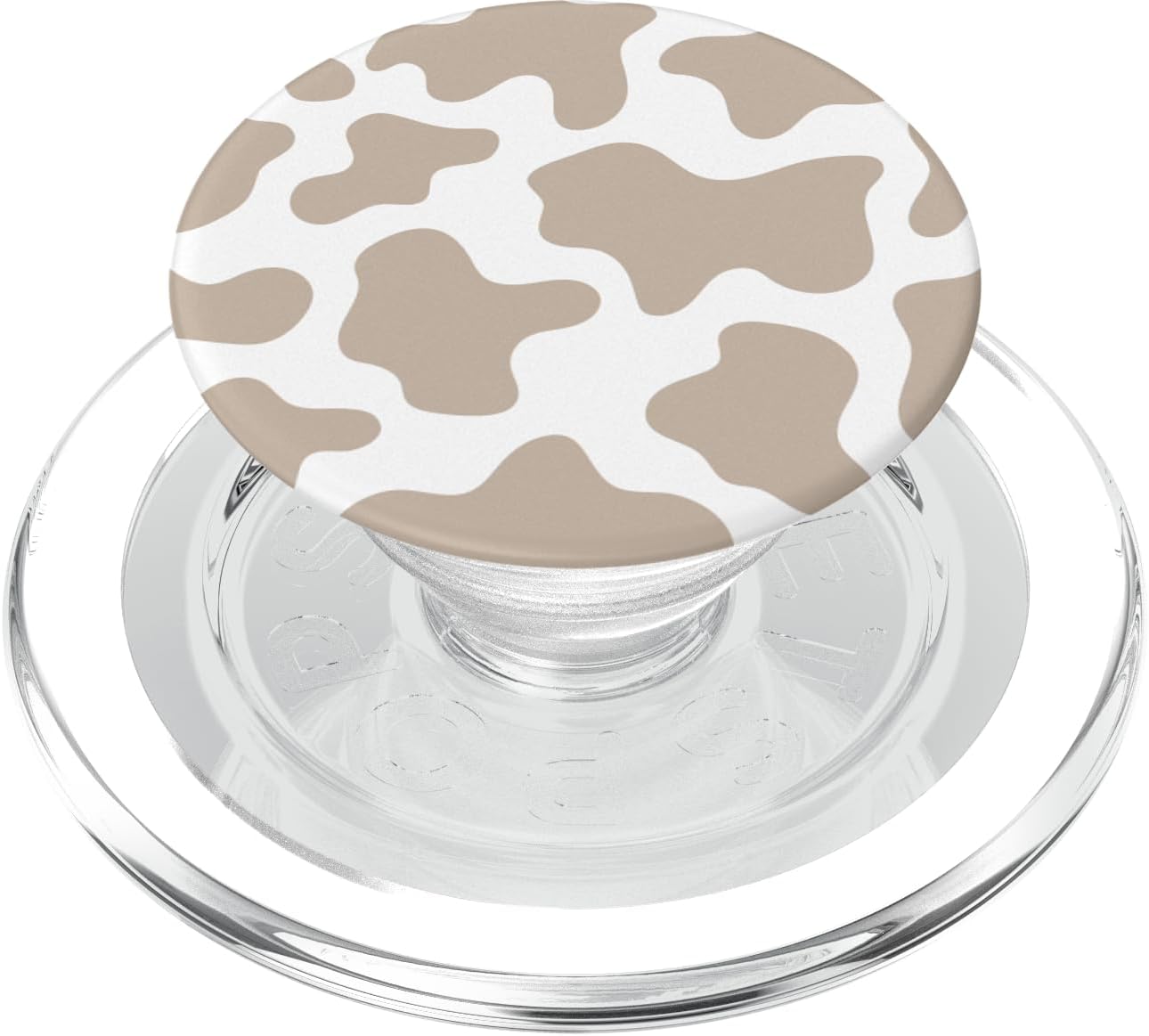Cow Print Beige Neutral Cute Fun Animal Spots Pattern PopSockets MagSafe PopGrip for iPhone