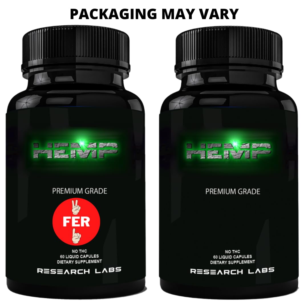 Research Labs Premium Hemp Capsules, 2 Fer 1 Package! 100% Organic All Natural Oil, Worry Nervousness Body Ache Stress Support — Amazon image 7