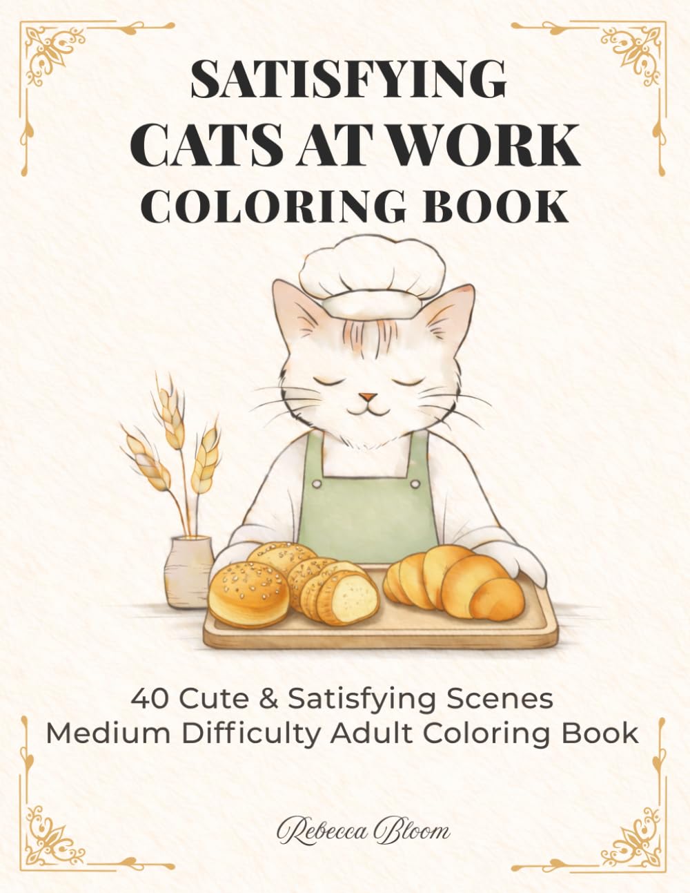 SATISFYING CATS AT WORK COLORING BOOK: 40 Cute & Satisfying Scenes | Medium Difficulty Adult Coloring Book