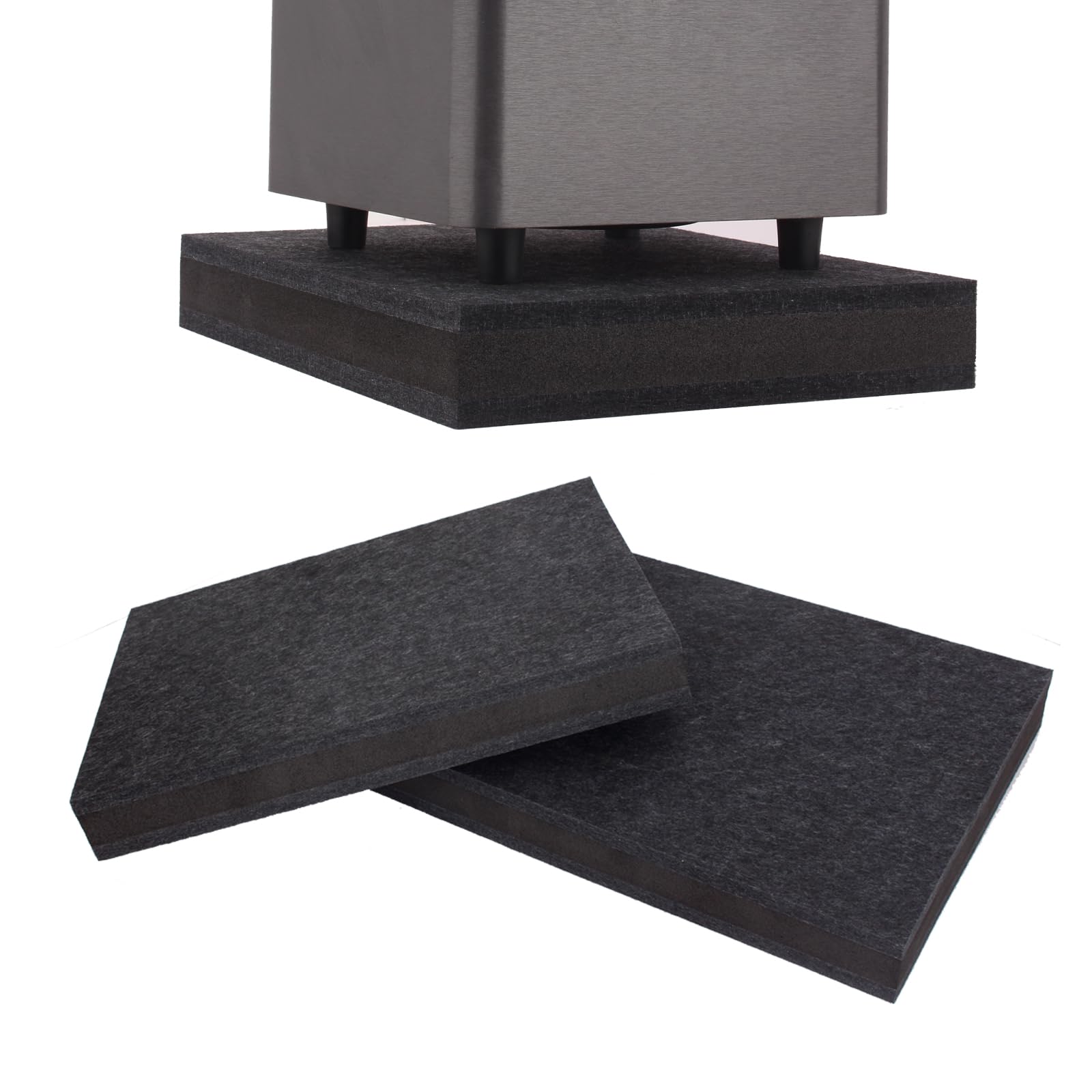 Lot de 2 coussinets d'isolation acoustique pour moniteur de studio de 20,3 à 25,4 cm, caisson de basses, rehausseur de haut-parleur, support acoustique à 3 couches en mousse, base stabilisatrice de