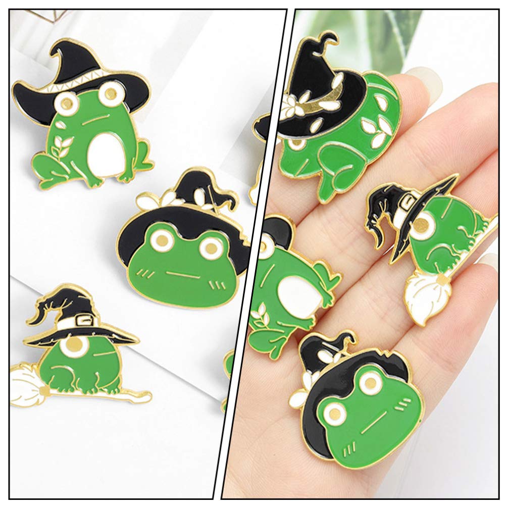 KKXXYQFC 10 ück Frosch-Brosche, einzigartige Anstecknadeln, Retro-Rucksack, Kleidung, Kristalldekor, Vintage für Damen, Damenschmuck, Legierung, Cartoon-Zauberer-Hut, Student