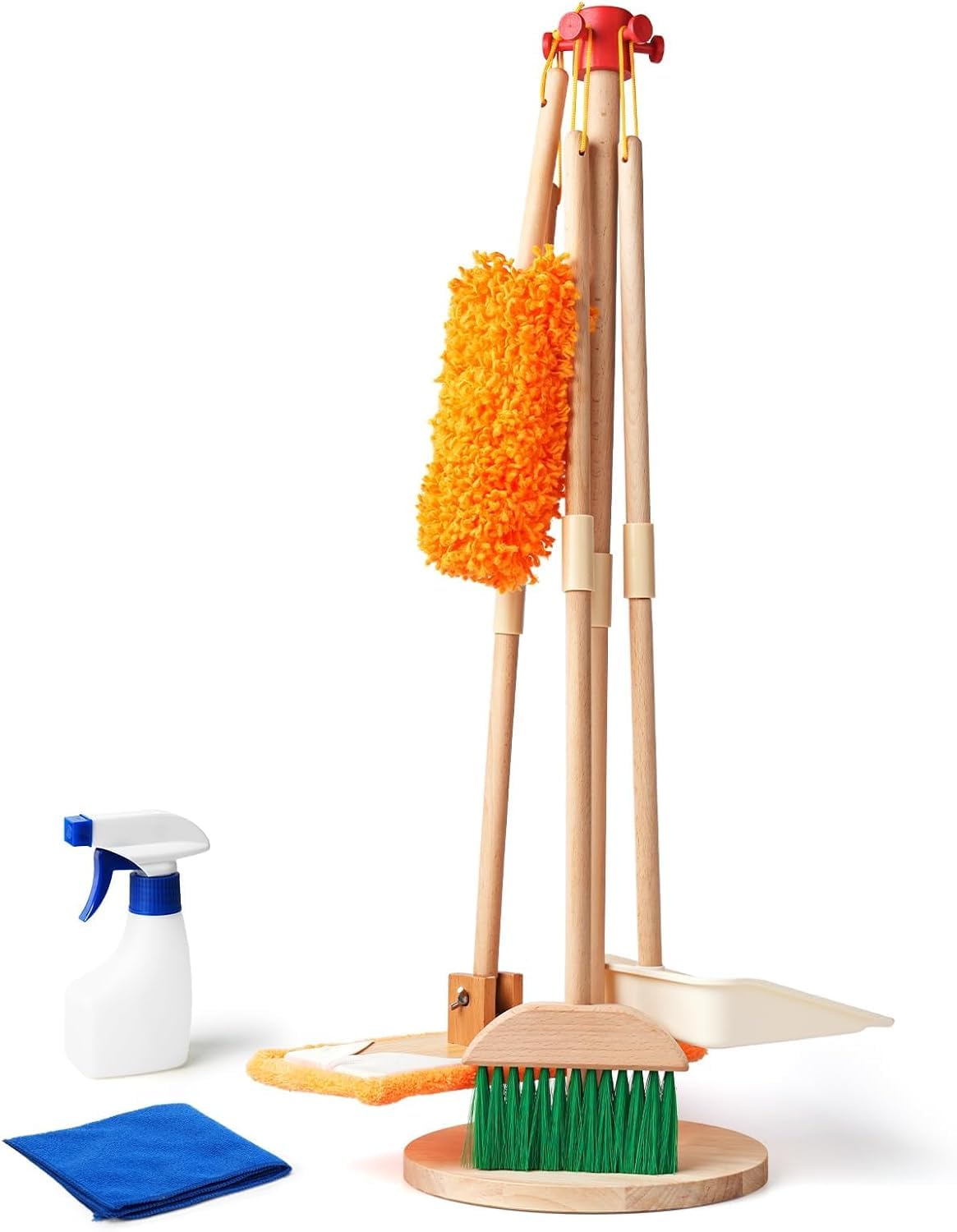 Kit De Nettoyage Enfant En Bois FSC - Balai, Pelle, Serpillère - Jouet D'imitation Dès 2 Ans