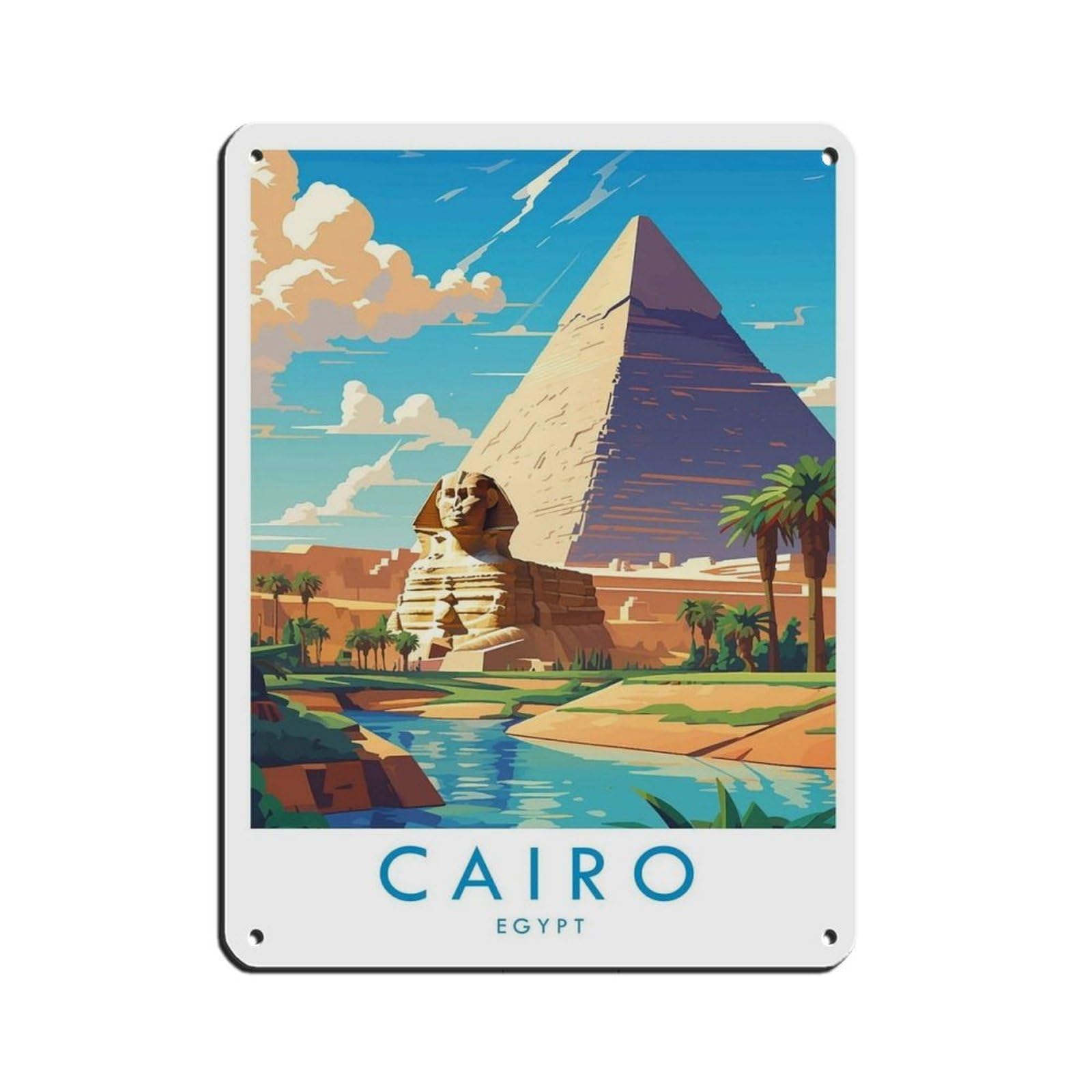 Cairo Travel Poster, Egypt（36） Retro Poster Metal Tin Sign Chic Art Retro Iron Painting Bar People Cave Cafe Family Garage Poster Wall Decoration 12x16inch(30x40cm)