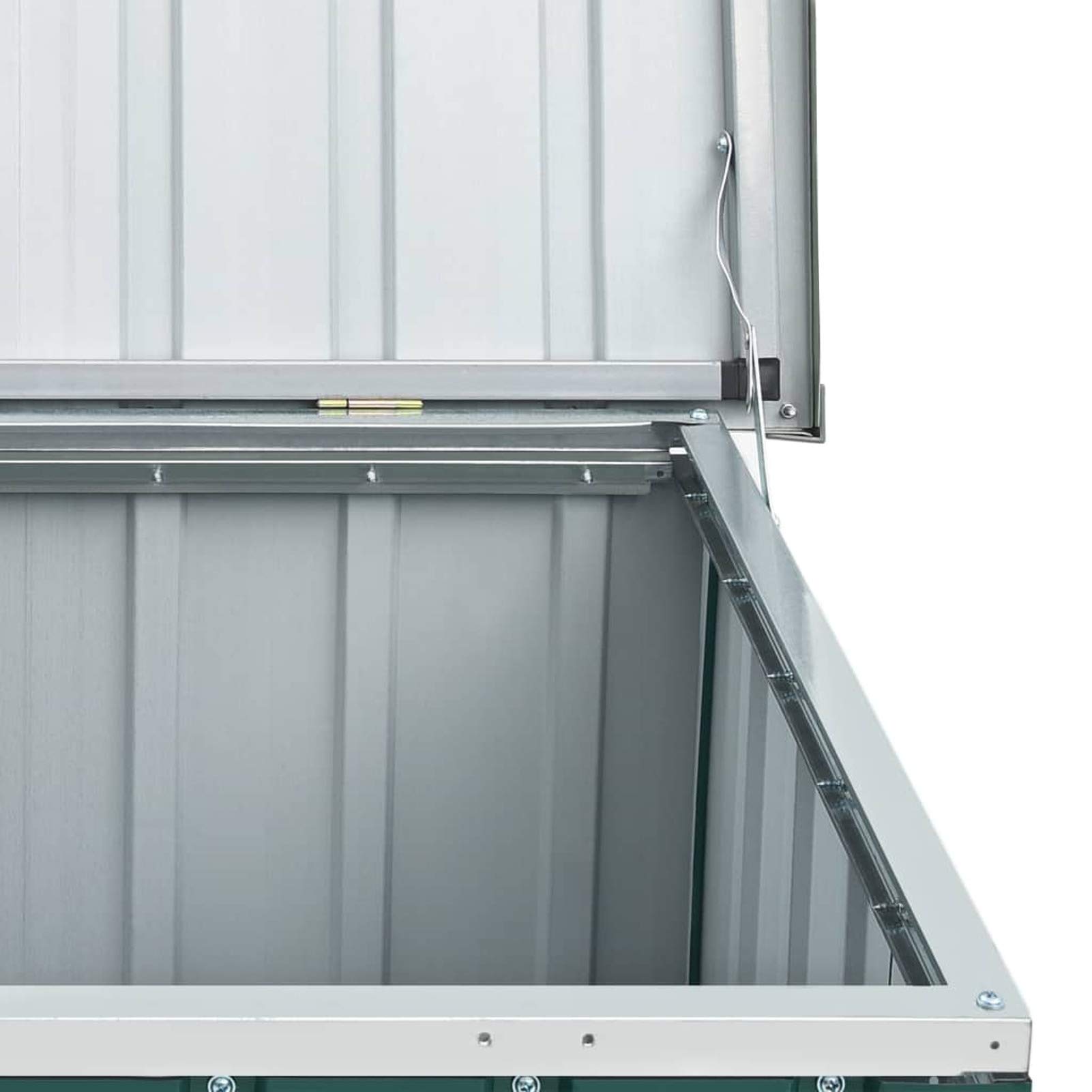 Festnight Gartenbox Wasserdicht Metall Auflagenbox Garten-Aufbewahrungsbox Große Kissen Werkzeugkasten Gartenbox Balkonschrank Gartentruhe Kissenbox Grün 129 x 67 x 65 cm