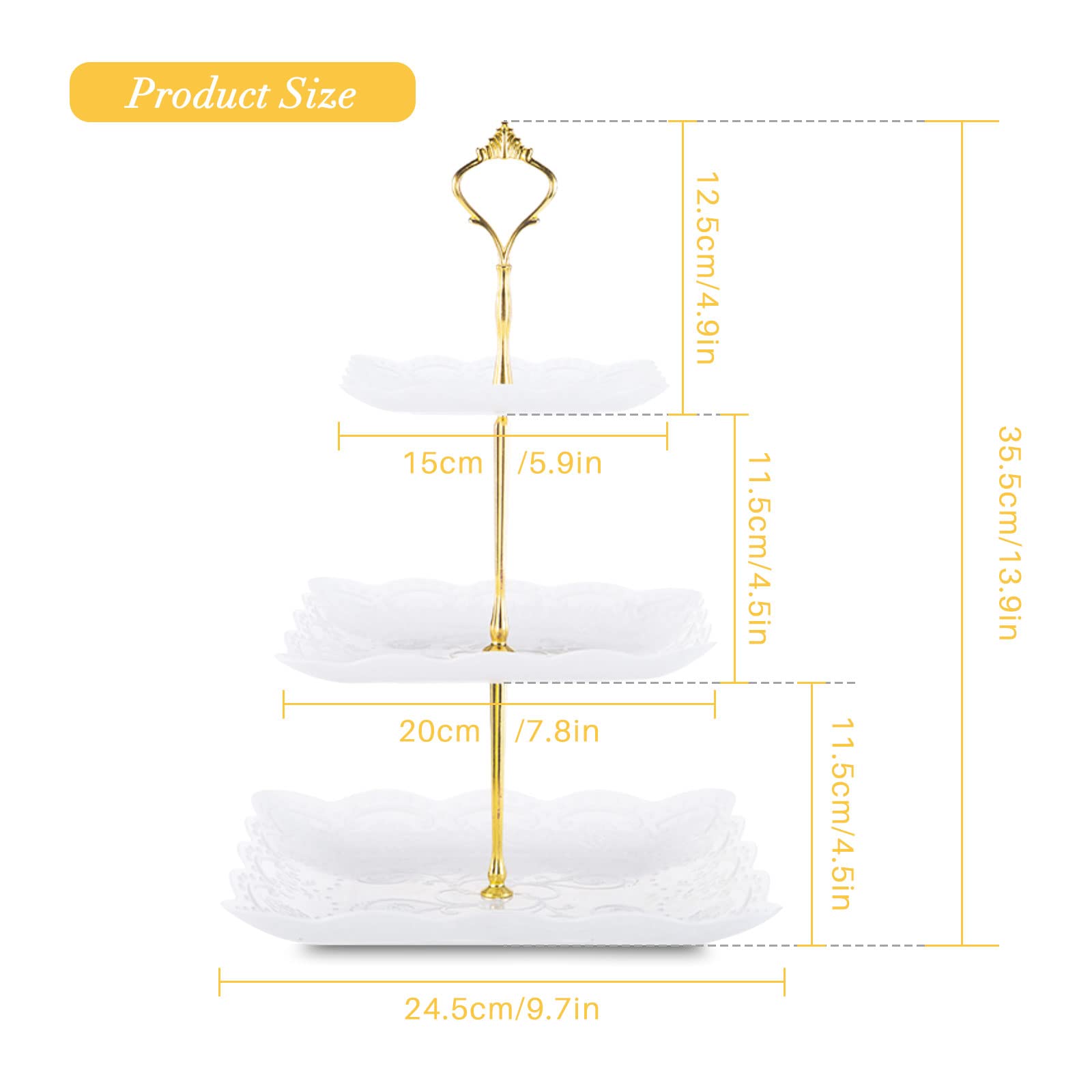 3 Etagen Tortenständer Weiß - Plastik Kuchenständer Cupcake Ständer Muffin Ständer Dessert Etagere
