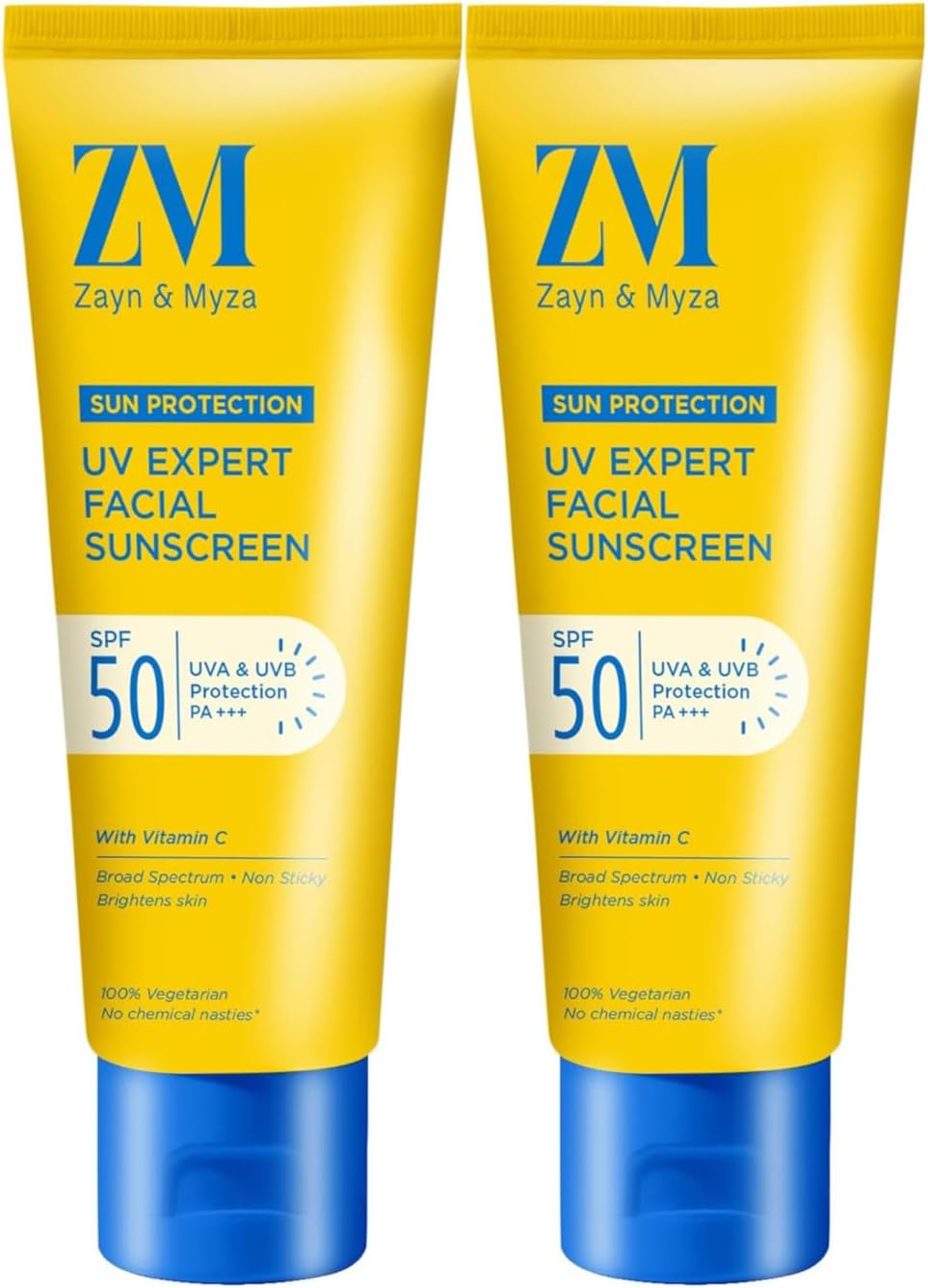 ZM Vitamin C UV Expert Hydrating Gel Sunscreen SPF 50 PA +++ For Bright & Glowing Skin | Non-Greasy, Quick-Absorbing | UVA UVB Sun Protection | Sunscreen For Women & Men - (Pack of 2) (50gm x 2)