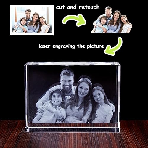 Miniatura 5 de jfs Marco de fotos de cristal grabado con láser 2D3D personalizado para fotos, padre, mamá, novia, ella, él, novio, cumpleaños, aniversario (2.0 x