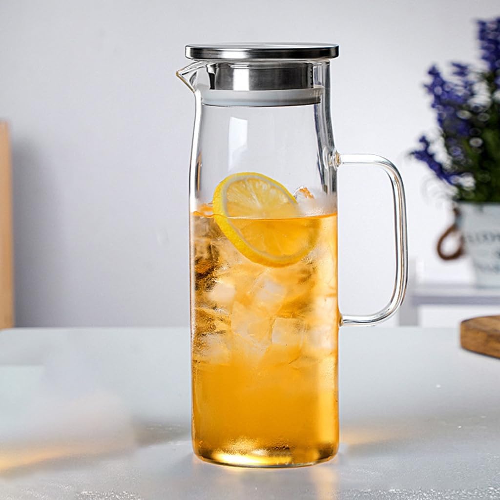 High Quality Glass Jugs Glass Pitcher with Lid for Home Office and Outdoor Use