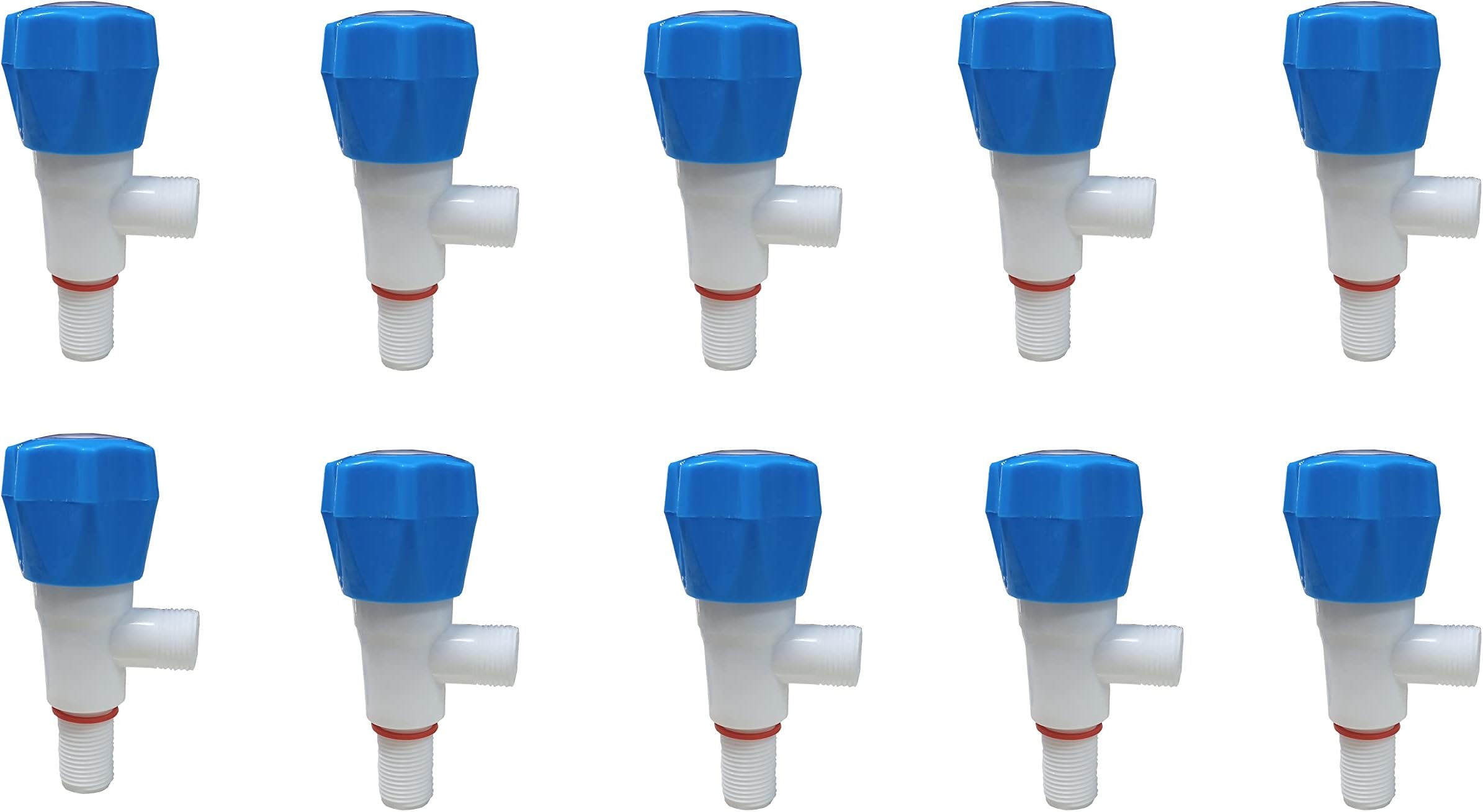 PVC Plastic Angle Cock/Valve for,Bathroom, Wash Basins Angle Valve- (Size-1/2", 15 mm)(Color-Blue) Pack of 10