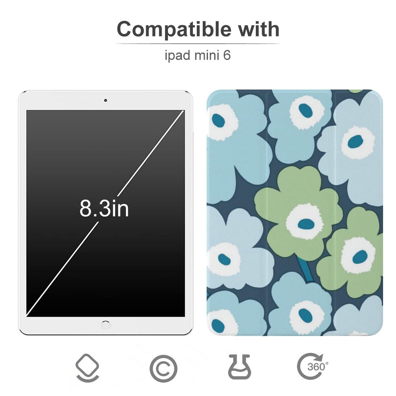 Amazon.co.jp: 【iPad Mini6 ケース】 マリメッコ 花柄 iPad Mini4/5/6