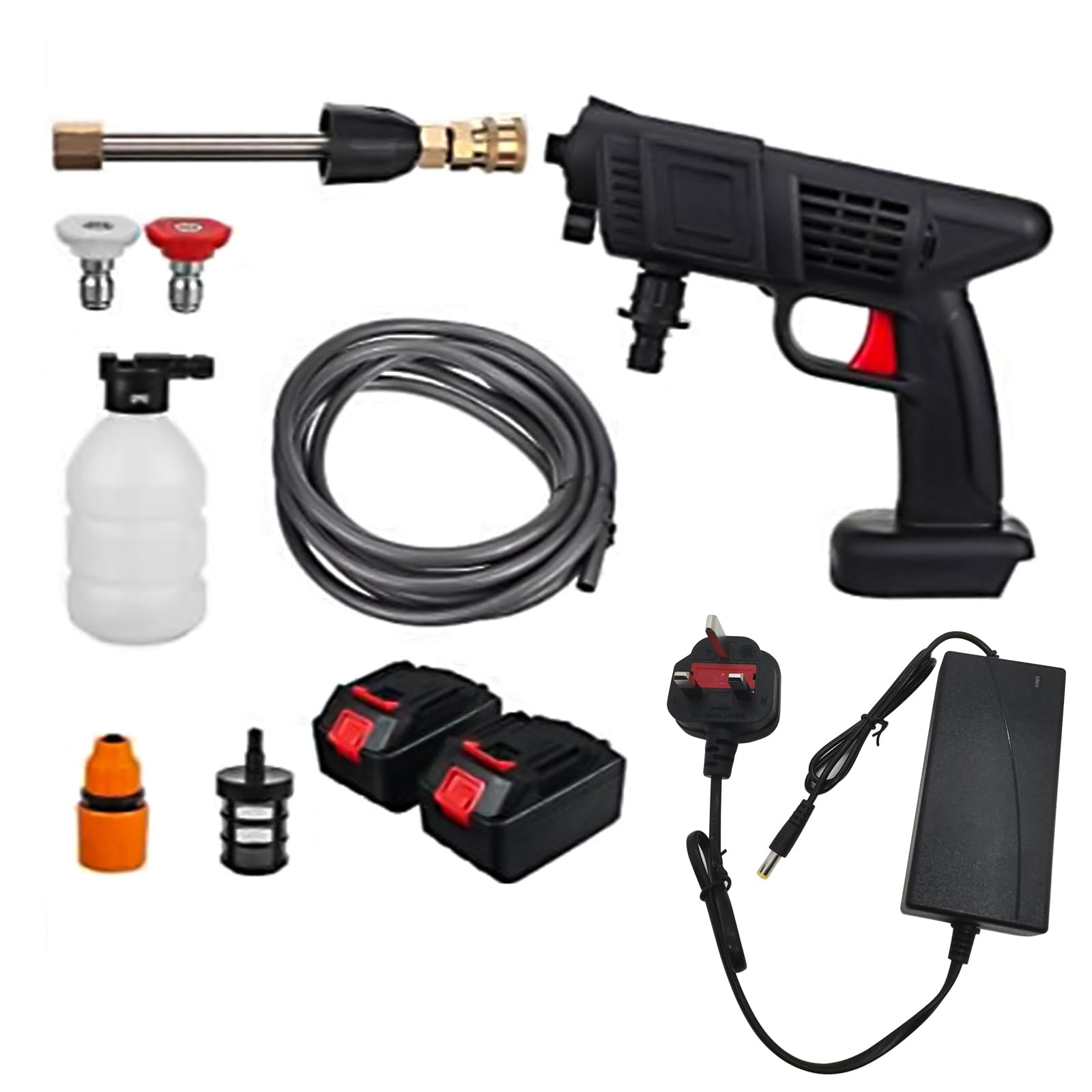 Cordless Pressure Washer, 15000mAh Cordless Portable High Pressure Spray Water Gun, Foam Generator Water Gun Spray Cleaner, Power Washer Gun Handheld Pressure Washer for Car, Fence, Floor Cleaning