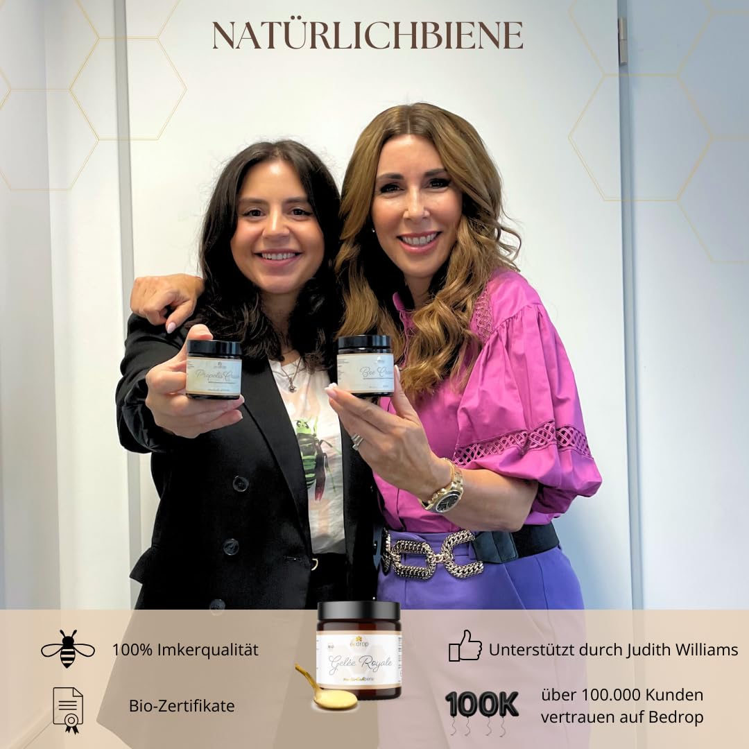 bedrop Bio Gelée Royal frisch & pur 100g in Bio Qualität I 10-HDA Gehalt >1,7% - 100% natürliche Bienenmilch - Frisches Gelee Royale vom Imker