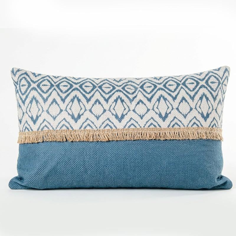 Coussin rectangulaire bleu et blanc 50 cm idéal pour vos moments de lecture