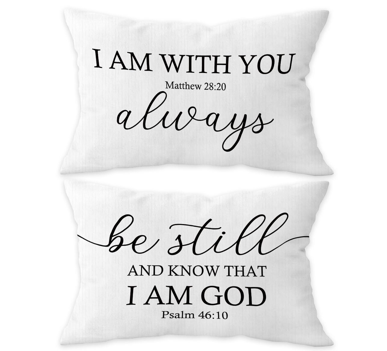 FLDAS I am with You Always Matthew 28:20 Decorative Throw Pillow Covers, Scripture Bible Verses Pillow Cases Cushion for Bedroom Living,Christian