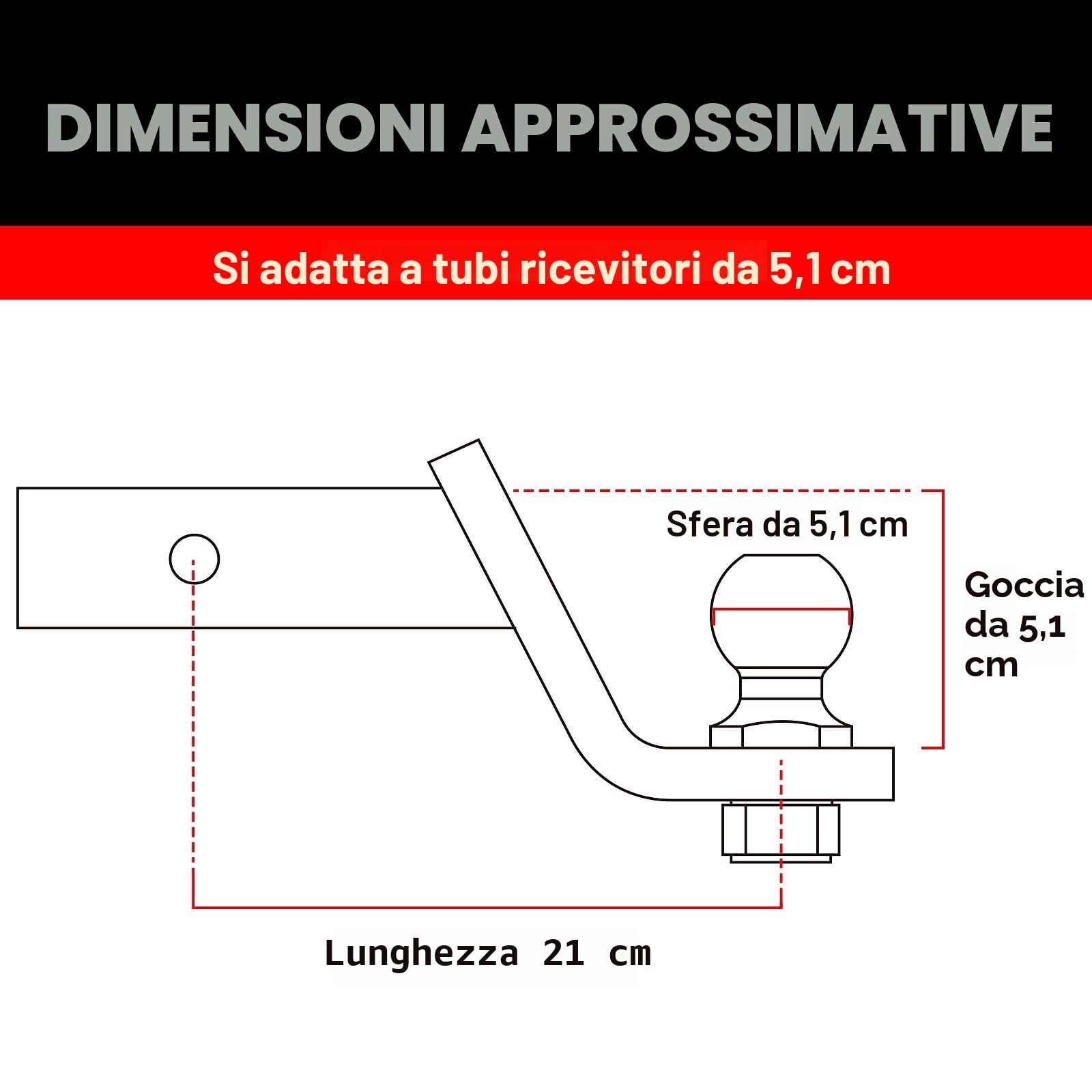 BIG RED ATRLY2003R-1 - Supporto per gancio di traino e sfera: compatibile con sfera/ricevitore da 5,1 cm, capacità 2,7 kg