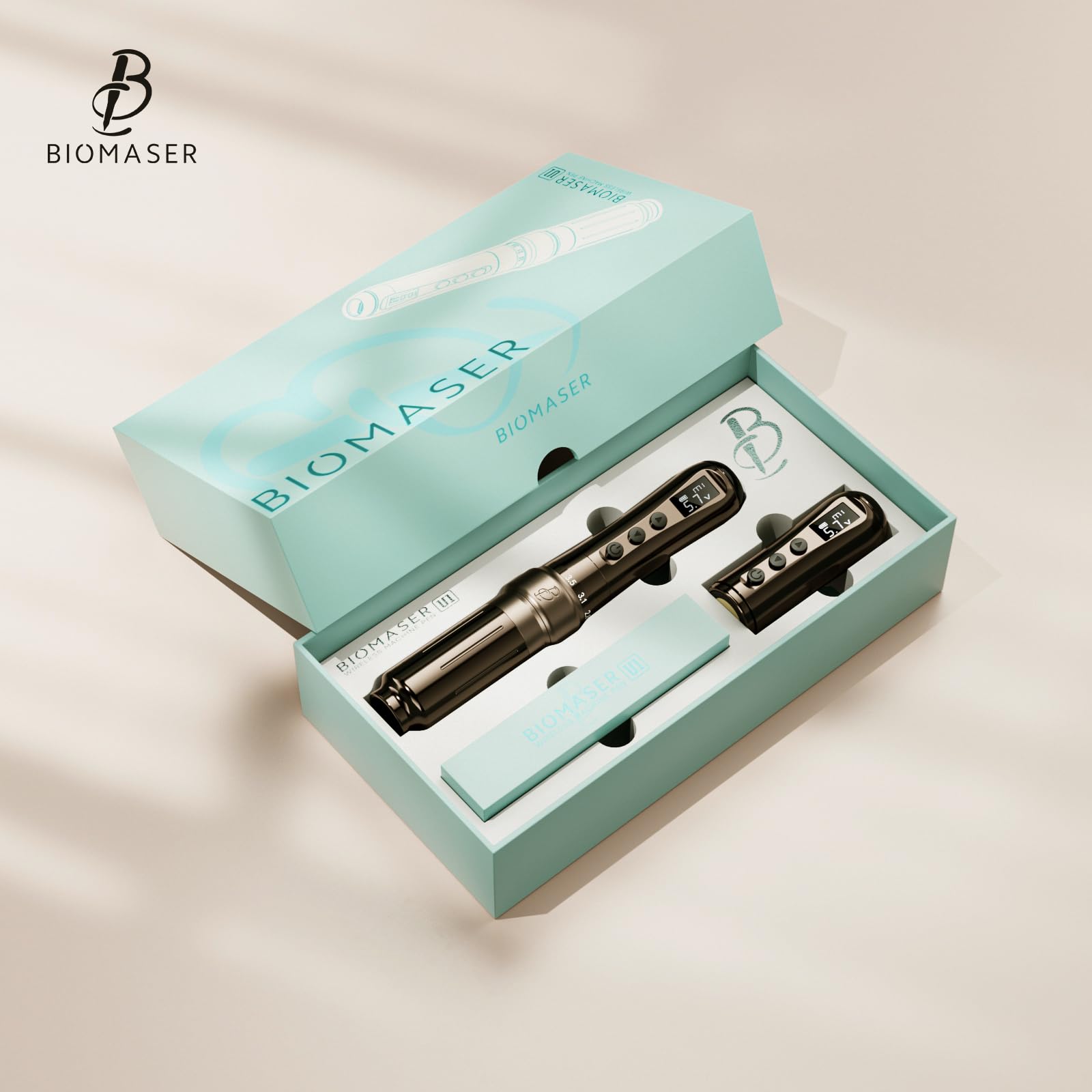 Biomaser Wireless Semi Permanent Maquillaje U1 Permanente Lápiz Inalámbrico Ajustable en Seis Tiempos Pantalla OLED para Maquillaje con 2 Batería 1000mAh