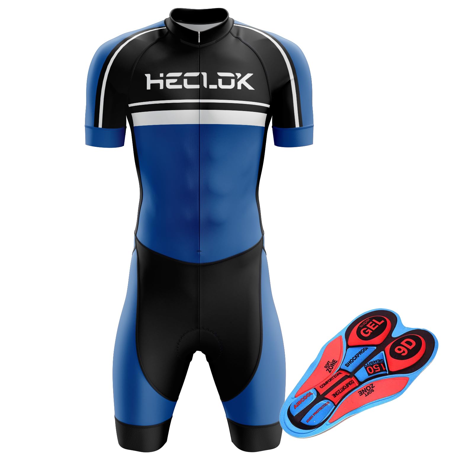 HECLOKMens Cycling Skinsuit Competition professional Padded One Piece Trisuit Bike Top Short,Triathlon Suit Men’s