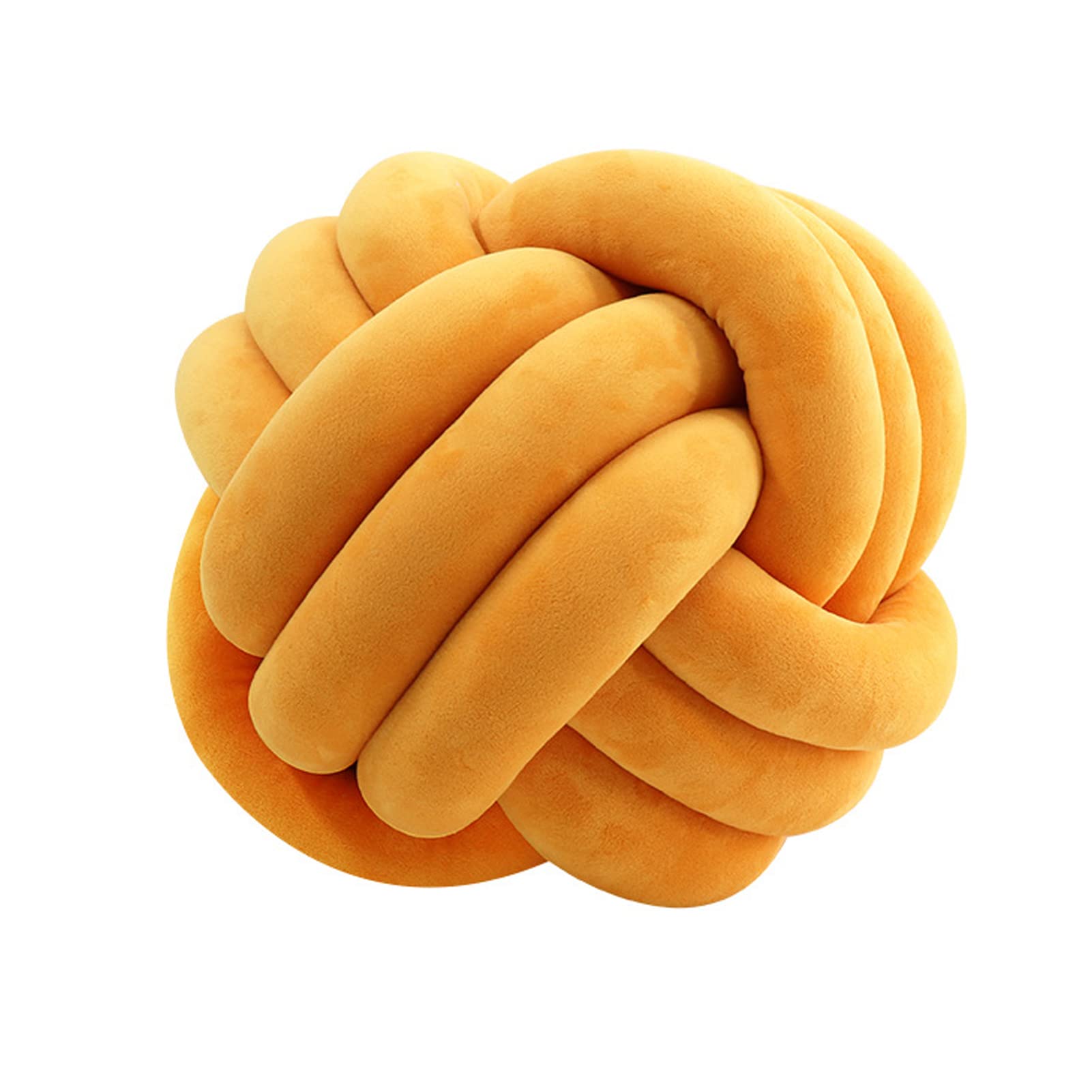 Almohadas de Bola de Nudo, Knot Pillow Ball, Cojín Redondo Suave, Almohada Peluche Tejido a Mano Cojines Cojín Decorativa para Hogar, Sofá, Cama, Decorativo (27cm, Amarillo)