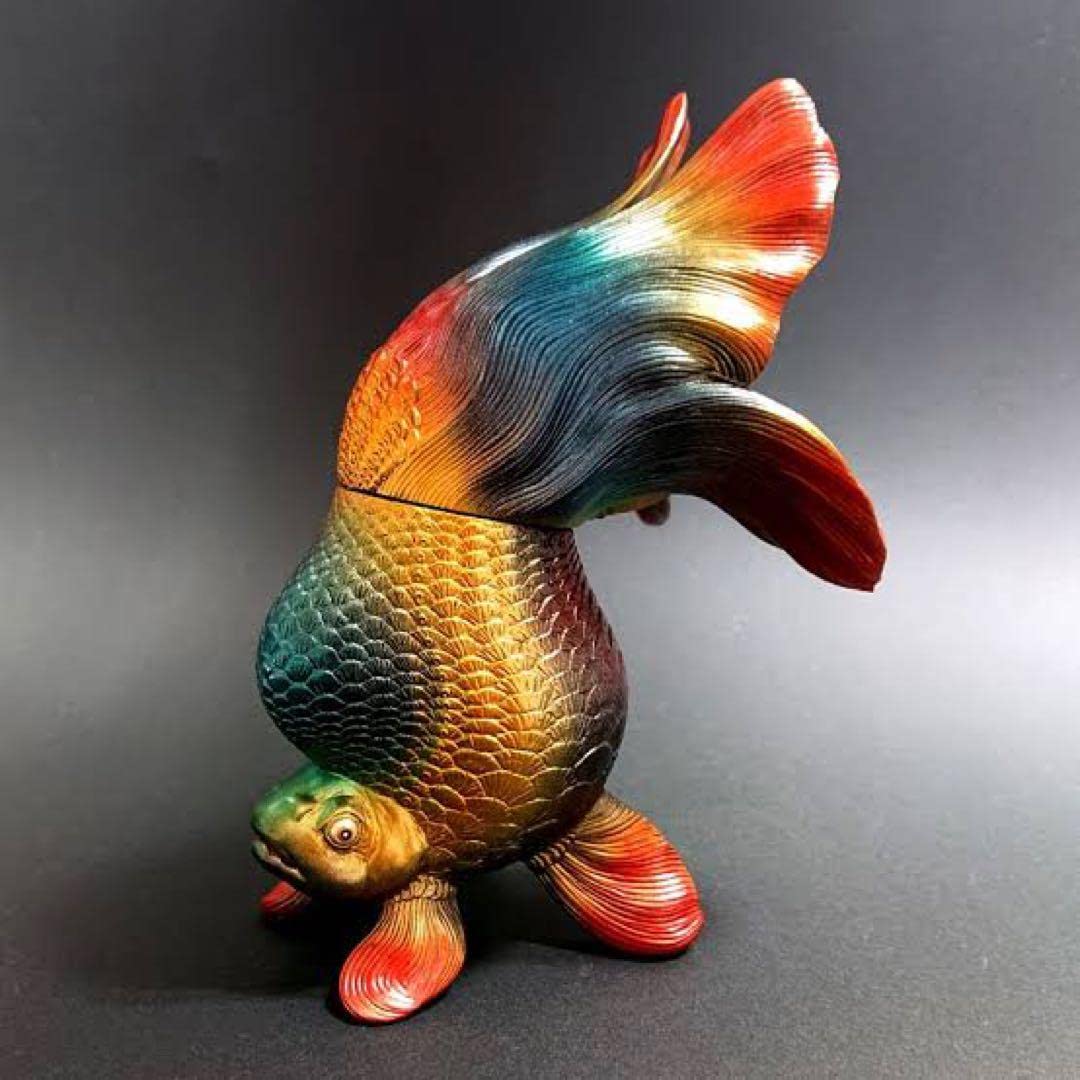 タライキン　紅白2 てにをは　one up ワンアップ ソフビ　金魚 てにをは One up. TARAIKING タライキン ソフビ 金魚 タライキン 紅白2