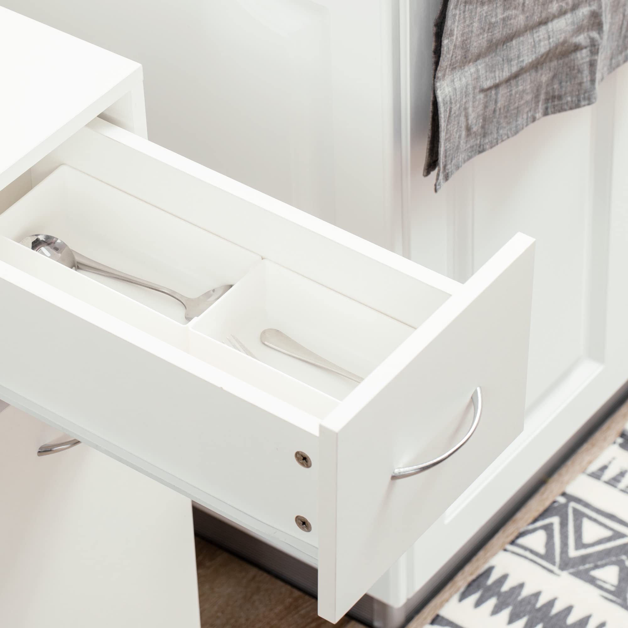 HOMCOM Carrito de Cocina con 1 Cajón, 2 Estantes, Ruedas 25x50x85 cm Blanco | Carrito Verdulero, Carro Auxiliar, Estantes Abiertos, Comedor, Salón, Baño