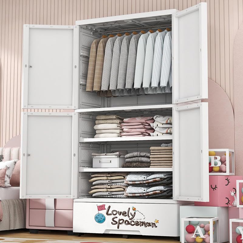 Image of LERIMO Multipurpose Stackable Plastic Cupboard Drawer for Clothes Storage, Almirah for Clothes, Foldable Wardrobe Cabinet Organizer for Office, Kitchen, Bathroom (Astronut - MS-KT-81021, 4 - Layer)