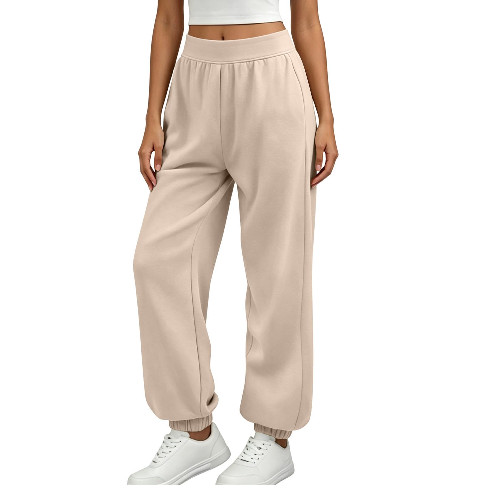 Generico Pantaloni Sportivi Donna Pantaloni Tuta Vita Alta Pantalone a Gamba Larga Larghi e Morbidi Pantalone Baggy con Tasche Pants Lunghi con Coulisse Regolabile per Allenamento Jogging Fitness
