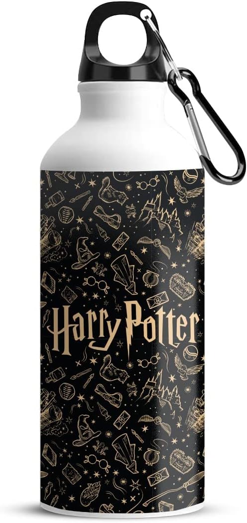 HOME OF HEROES Epic Stuff - Harry Potter - Gold Doodle Aluminum Sports Sipper/Water Bottle I Water Bottle For Kids (750 ml) - Best Themed Gifts For Friends Fans