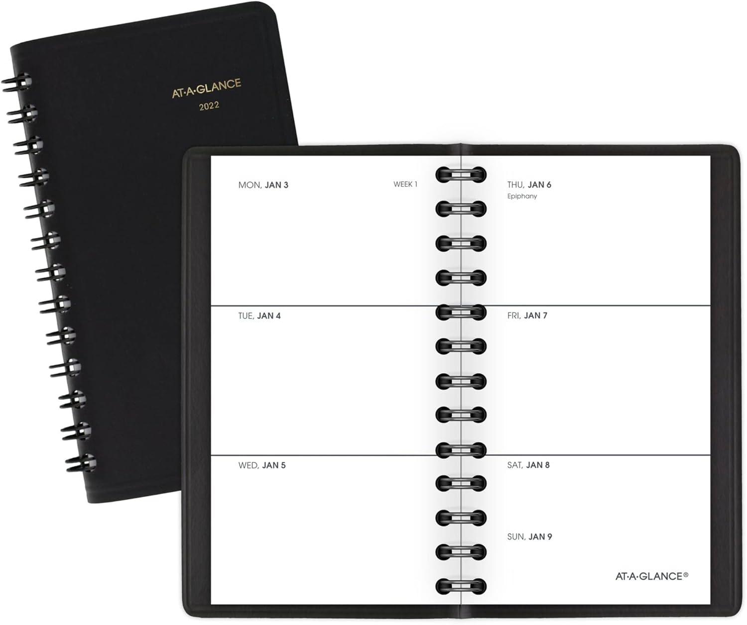 2022 Pocket Calendar by at-A-Glance, Weekly Planner, 2-1/2" x 4-1/2", Pocket Size, Unruled, Black (7003505)