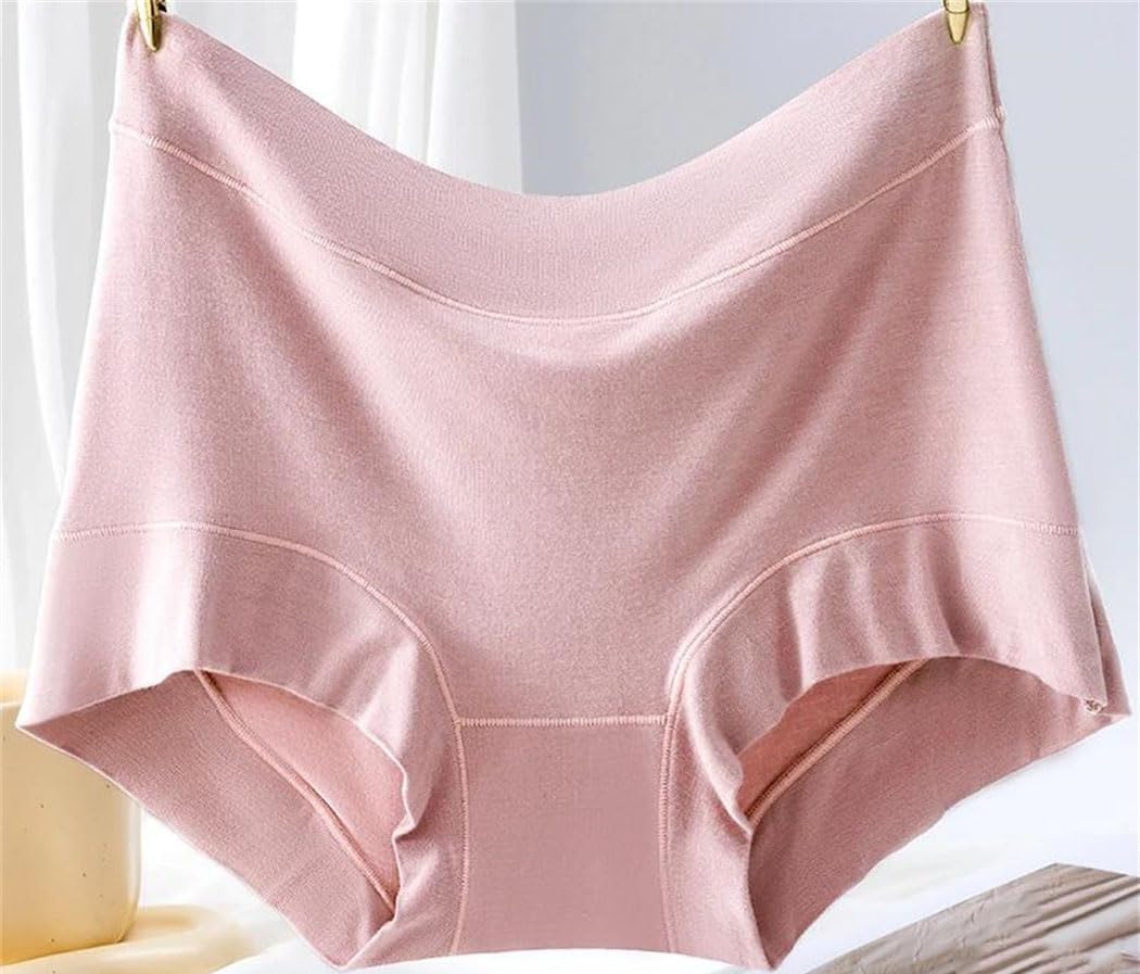 Women’s Plus Size Cotton Panties 6pcs High Waist Breathable Solid Color Briefs
