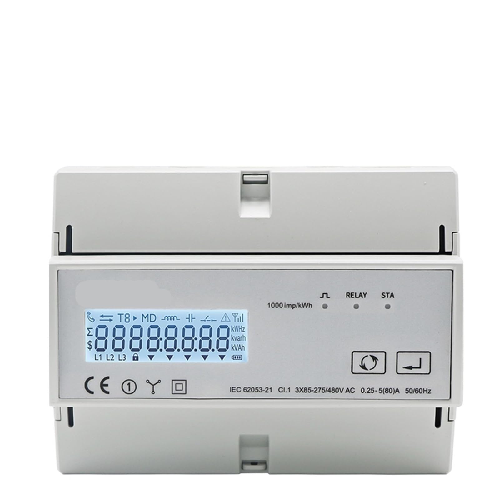 Compteur d'énergie triphasé bidirectionnel bidirectionnel KWh Moniteur Wattmètre Prise en Charge Modbus RTU 3 * 85/190V ou 230/400VAC(with G06 Hub)