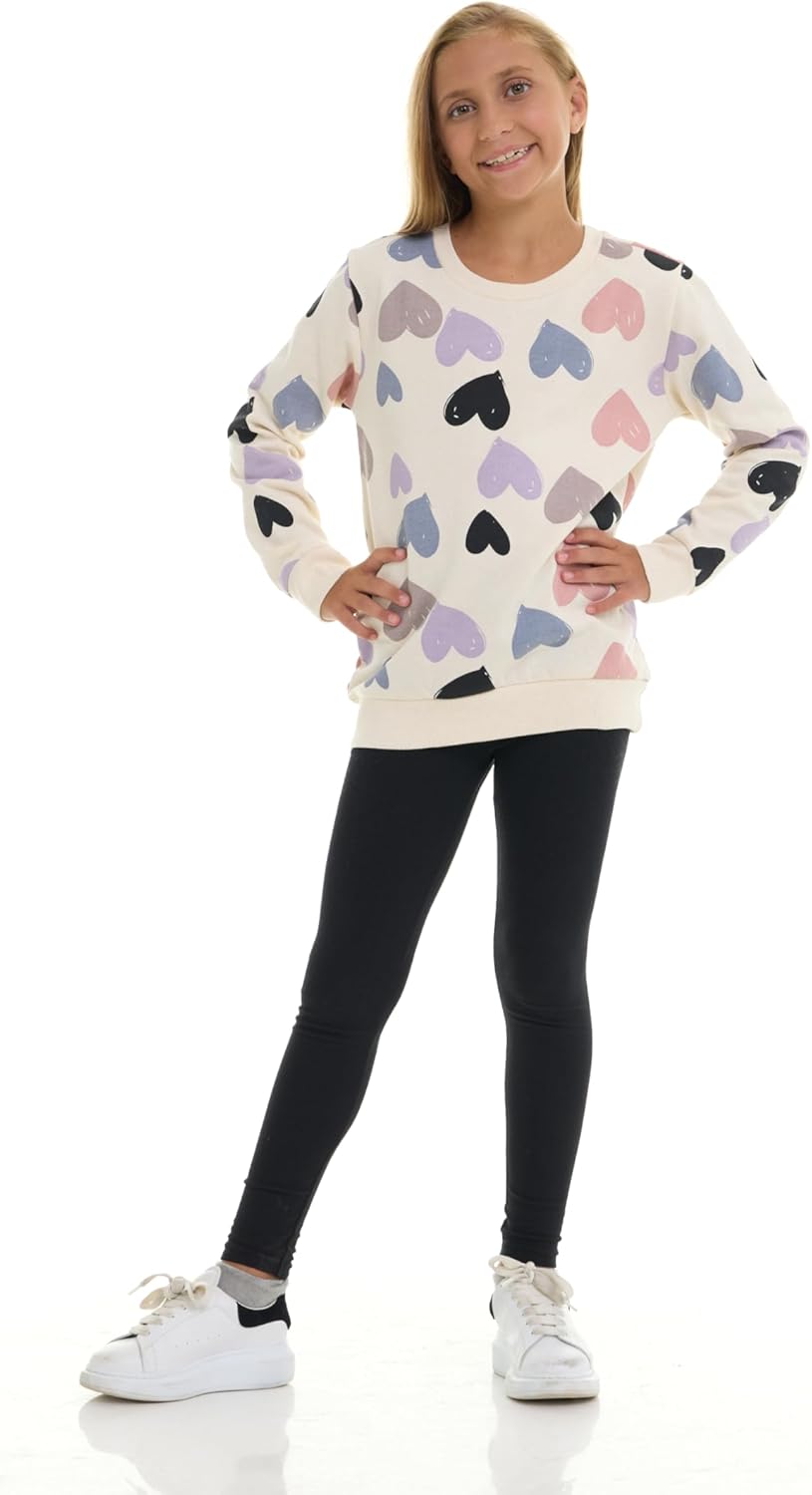 Pink Angel Girls 2-Piece Fleece Crewneck Sweatshirt and Legging Set - Cozy Printed Outfits - Image 7