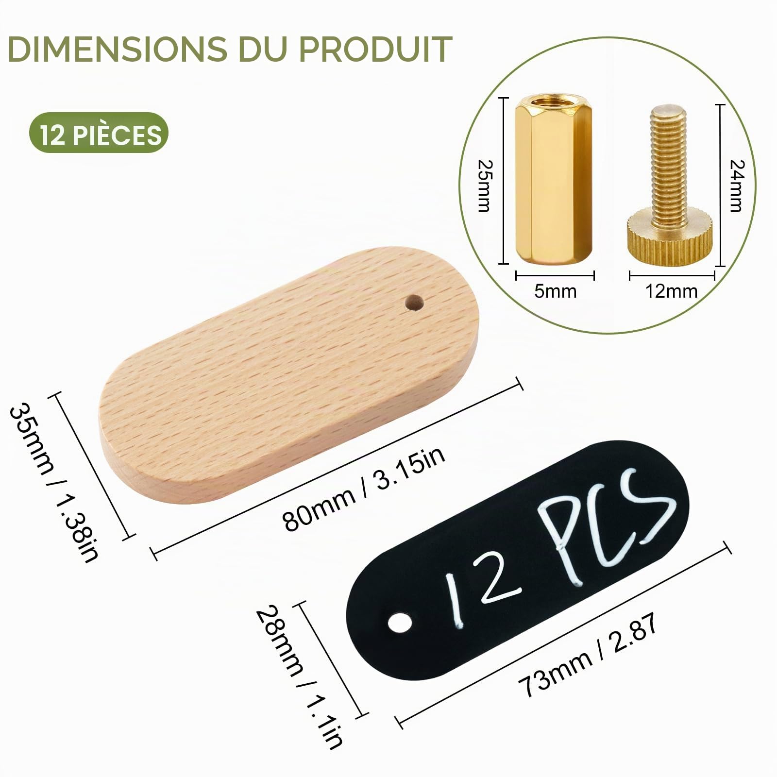 Mini Tableau Noir en Bois, 12 Pièces Petite Ardoise 8.5 x 3cm | Mini Panneaux d'Affichage, Tableau Noir pour Table, Ardoise de Table Décoratives pour Buffet Menus Bar Café