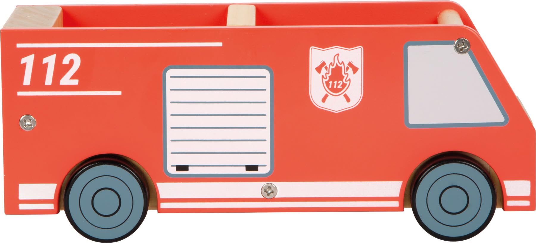 small foot Duża remiza strażacka z akcesoriami, szczegółowy drewniany zestaw do zabawy, światło i dźwięk, bogate wyposażenie, dla dzieci od 3 lat 12703
